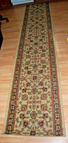Vintage Cream - Floral Design Rug - Oriental Indian Runner 2.5 x 9.7 ft.