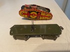 Marx prewar RARE 8-WHEEL FLATCAR with MUTICOLORED TANK Windup WORKS PINK GUNS — photo 9