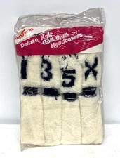 Pom Pom Golf Club HeadCovers set Knit Socks WHITE w BLACK VINTAGE NOS High Skore