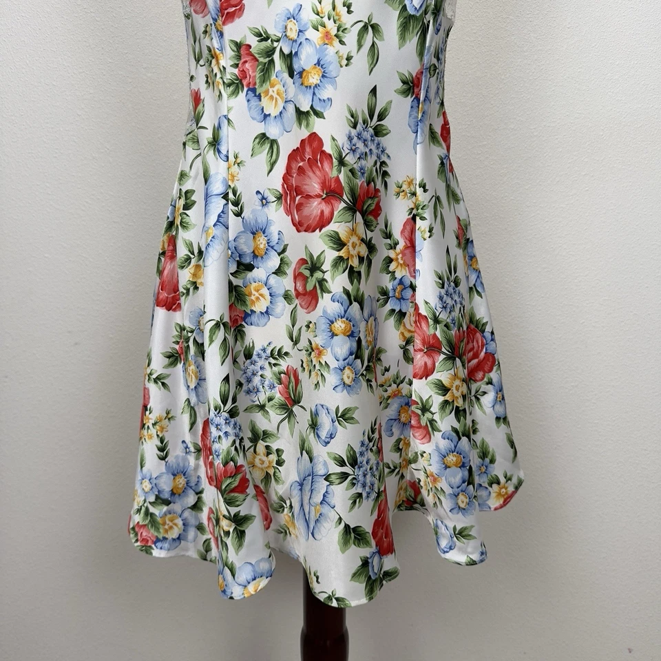 Vestido sin Mangas Victorias Secret De Colección Para Mujer Grande Floral Satinado Hada Coqueta Años 90 Foto 3 de 4