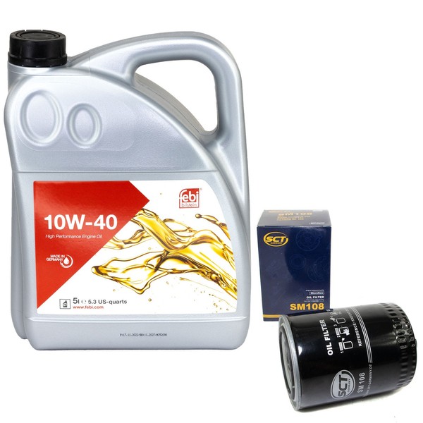 MotoröL Set 10W-40 5 Liter + ÖLfilter SM 108 FüR Audi 80 100 Seat Skoda VW Polo-image