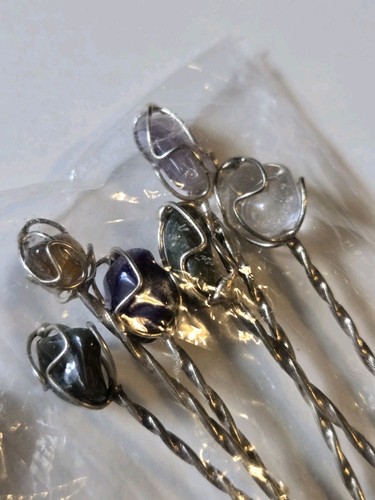 Set /12 ESTILO Hors D'oeuvres Gemstone Cocktail Forks NIB Brazil Brasil #1 - Picture 2 of 4