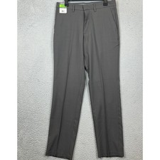 NEW Haggar Pants Mens 32X32 Grey Dress Super Flex Waistband Flat Front Straight