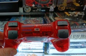PlayStation 3 Crystal Red Clear PS3 Controller DualShock 3 Tested & Working