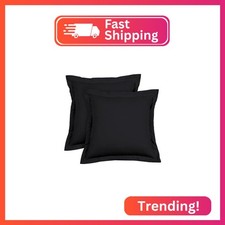 Euro Sham Covers 24x24 Set of 2 Black 600 TC 100 Egyptian Cotton