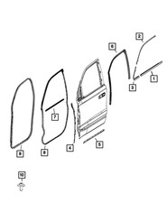 Genuine Mopar Front Door Belt Outer Weatherstrip Left 68285779AE