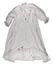 Vtg Laros Peignoir Set Nightgown Robe White Lace Rose Appliques Large 34 USA