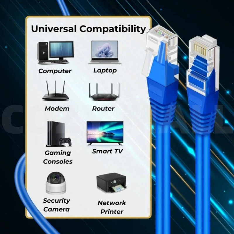10m 15m 20m 25m 30m 40m 50m CAT5E Ethernet Cord Network LAN Cable Patch Lead