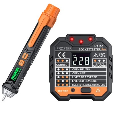 Non-contact AC Voltage Tester Pen Power Outlet Socket Tester Set with Battery