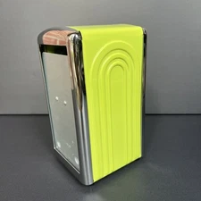 Homer Laughlin Chartreuse Green VTG Metal Diner Napkin Dispenser 1996 EUC