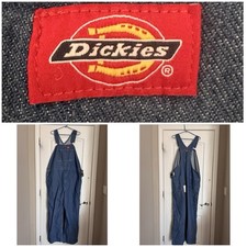 Dickies Indigo Denim Bib Overalls Dungarees Jumpsuit Railboard Size 44"x30"