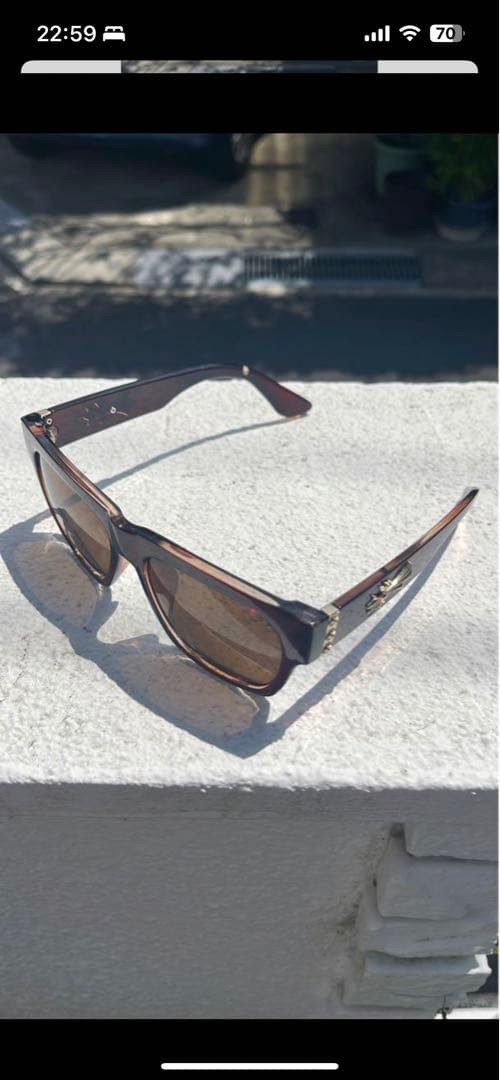 chrome hearts sunglasses square Brown Frame Brown Lens  Unisex eyewear Auth thumbnail 3