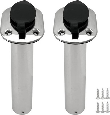 ISURE MARINE Stainless Steel Flush Mount Fishing Rod Holder 30 Degree Set of 2