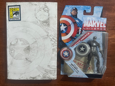 SDCC Marvel Universe 3.75'' Captain America Black & White SDCC New 2009