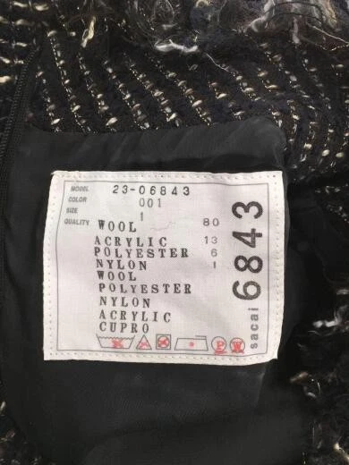 abito sacai tweed vestito a maniche lunghe 1 lana NVY modello all over 23 006843