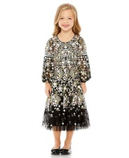NWT, Mac Duggal Little Girls Black Multi Floral Embroidered Dress SZ 8 #SD027