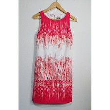 Vince Camuto Womens Size 6 Sleeveless Shift Dress Red White Abstract Print