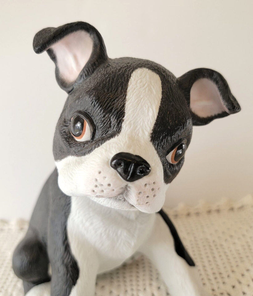 Lenox Boston Terrier Puppy Dog Figurine Statue Porcelain Black White