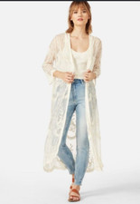 Women's Cream Embroidered Kimono Tie Front One Size NWOT