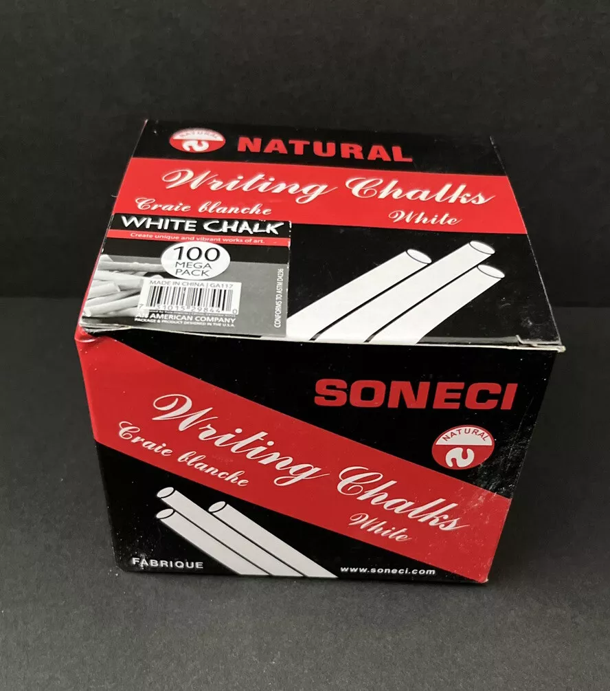 SONECI 100 MEGA PACK White Chalkboard Chalk Smooth Non-Brittle Lot Of 2  Boxes