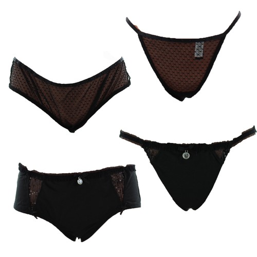 True Desire Women's 2 Pack Studded Mesh Cheeky or Thong Underwear Panties