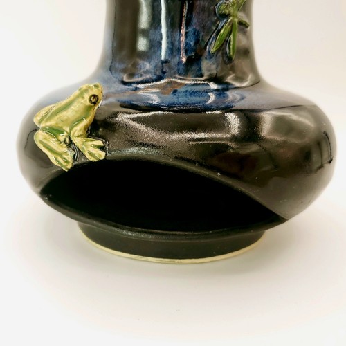 MAC D Signed Studio Pottery Incense Chimney Burner Candle Holder Frog Dragonfly - Afbeelding 10 van 14