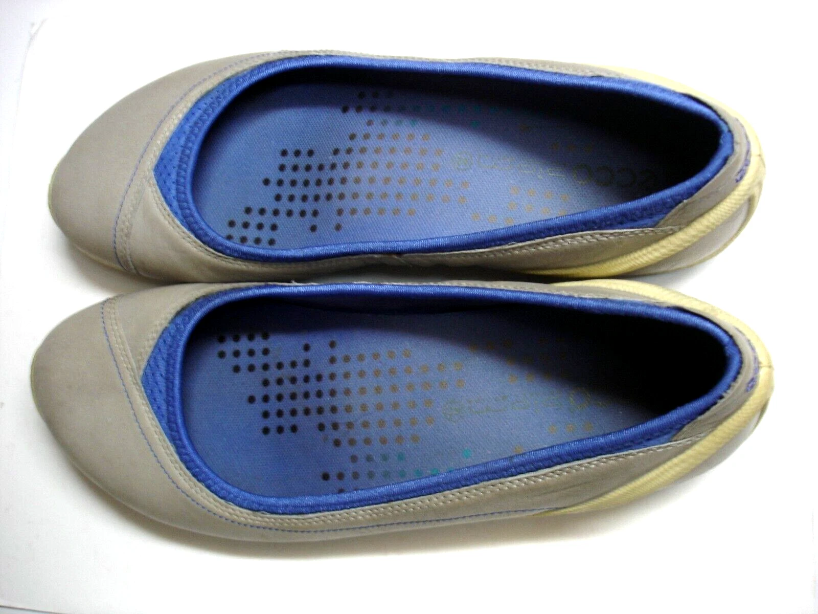 Scarpe ballerine comode slip on Ecco Biom pelle grigio e rifiniture blu taglia 42