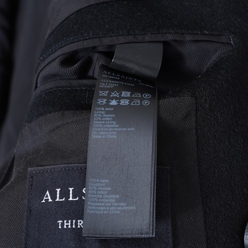 ALL SAINTS Coat Mens UK38 EU48 Black Wool Overcoat Mac Celebrity MC047P Hilt - Picture 3 of 22