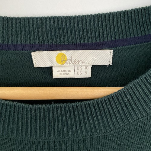 Boden Sweater Size 10 Green Gold Polka Dots Wool Cotton Blend Knitwear Women - Picture 10 of 11