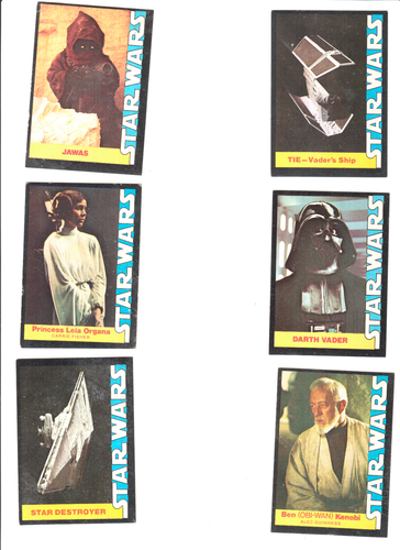 7 Vintage Star Wars Trading Cards Lot Wonder Bread 1977 Darth Vader Han Solo