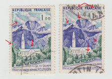 France 1960 Variété timbre n° 1241 Eglise de Silaos Sommet bleu nuage plus épais