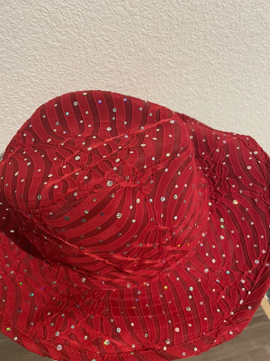 Something Special S.S L.A Elegant Red rhinestone western Hat with feather accent Red Something Special Cowboy Style Women main image 4