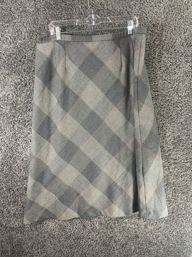 Pendleton A-Line Skirt Women Size 20W Gray White Houndstooth 100% Wool Side Zip - Picture 7 of 14