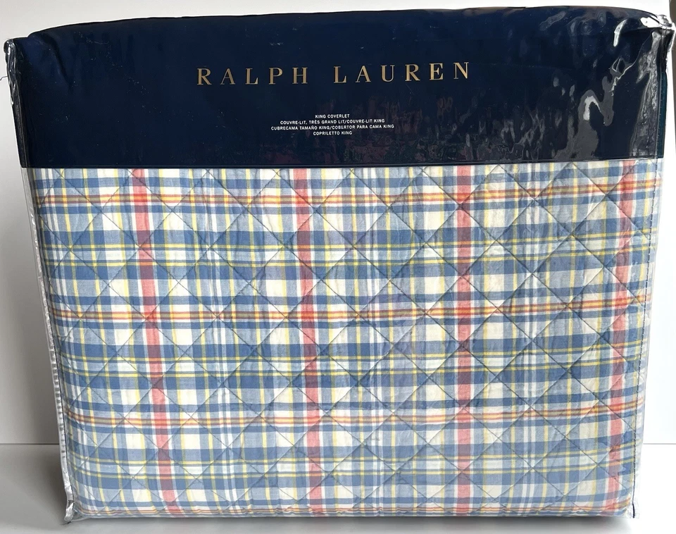 Ralph Lauren Veronique Azul Lucie Cuadros Acolchado King Cobertor Manta $430 Foto 4 de 4