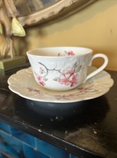 Limoges Porcelaine Du Lys Royal Apple Blossom Teacup And Saucer