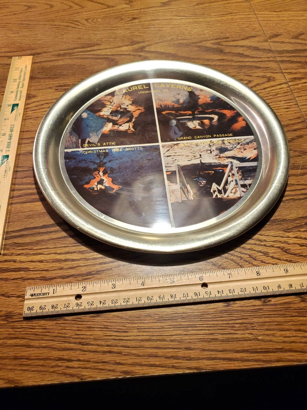VINTAGE Laurel Caverns Metal Serving Tray UNIONTOWN Pennsylvania Souvenir, RARE