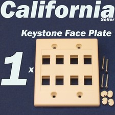 8 Port Keystone Jack RJ45 CAT5 CAT5e CAT6 Network Faceplate Wall Plate Ivory