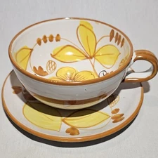 Italy Painted Yellow Floral Plate And soup, cereal, salad Bowl-No Chips