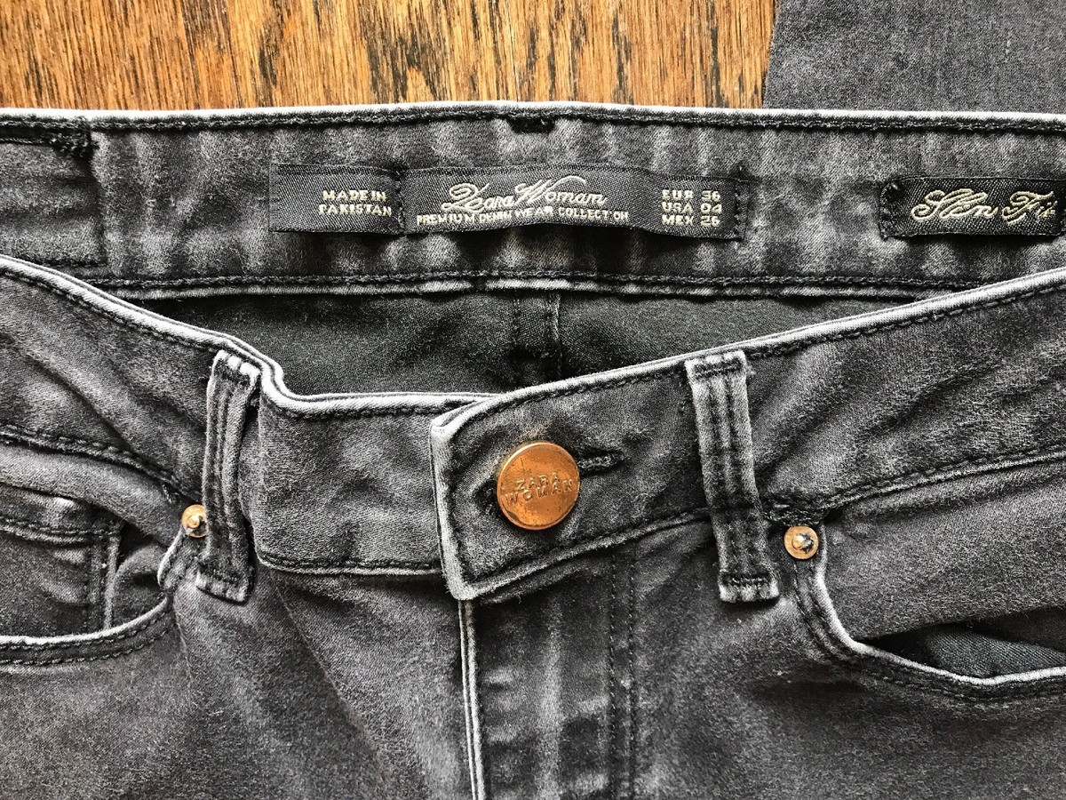 Jean Zara Femme Slim Stretch Denim - Taille S 4 - Coupe Skinny, Bouton Doré, état Occasion TB