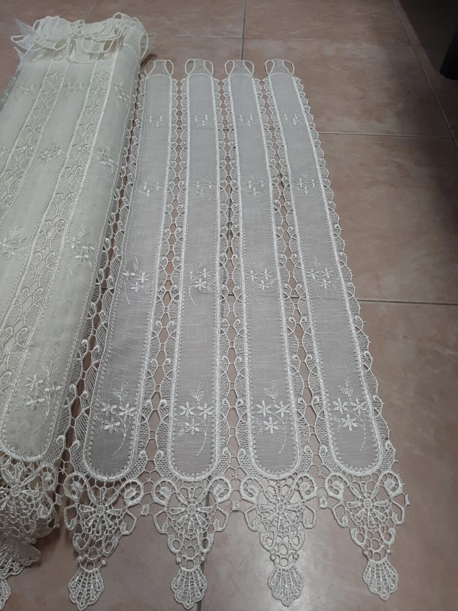 Tende A Vetro Per Interni Coppia Tendine Ricamate Per Finestra E Porta Larghezza 45-65-90 Cm Tende Su Misura Colore Bianco/grigio-Art. Emma (D - 2 * 45x240 Cm Tendine Per Portafinestra 60x240 Cm