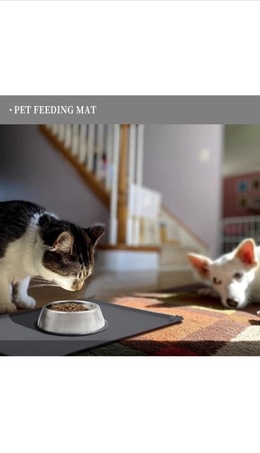 Pet Food Mat Cat Dog Puppy Silicone Feeding Non Slip Waterproof Bowl Mat 18/12 - Picture 4 of 9