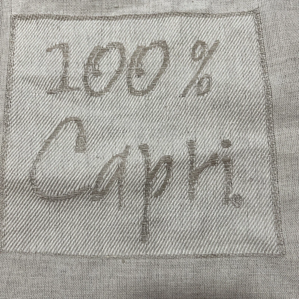 100% Capri бежевый льняной ткани сумка с короткими ручками 14,5 x 13 x 5 x 5,75» отличном состоянии - Изображение 2 из 4