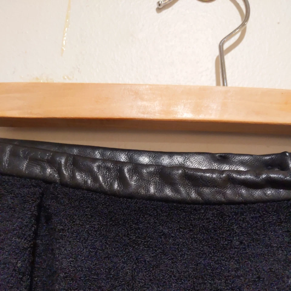 Falda lápiz vintage Donna Karan New York con ribete de cuero 100 % lana - talla 10 Foto 3 de 4