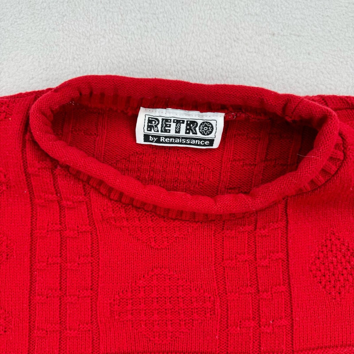 ニット/セーター us vintage knit. Vintage Retro Sweater Sz 2X Red Crewneck Textured Knit