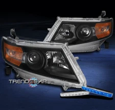 FOR 2011-2017 HONDA ODYSSEY BLACK PROJECTOR HEADLIGHT LAMP W/BLUE LED DRL SIGNAL