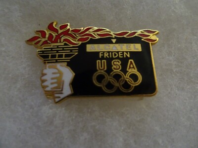 Olympic Games Los Angeles 1984 Alcatel Friden Torch Logo pin