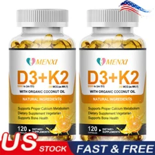 D3 K2 Capsules - Bioavailable MK4 & Calcium Metabolism Enhancr Cmplx 2×120pcs