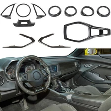 11x Steering Wheel Gears Shift Door Cover Trim For Chevy Camaro 17+ Carbon Fiber