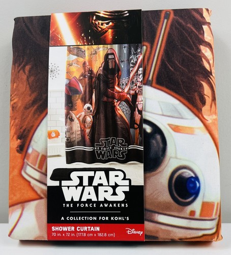 Disney Star Wars Polyester Fabric Shower Curtain 70" x 72" - the Force Awakens