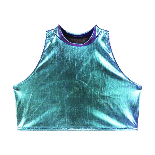 Womens Crop Tops Mock Neck Tank Top Sleeveless Vest For Nightclub Party T-Shirt - Bild 40 von 92